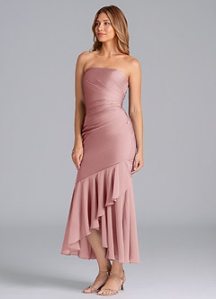 Azazie Danie Bridesmaid Dresses Dusty Rose Sheath Strapless Chiffon Dress image4
