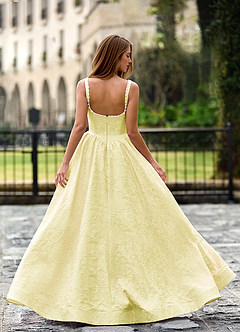 Thyme Żółty Suknia balowa w kształcie litery A z 3D kwiatami image2