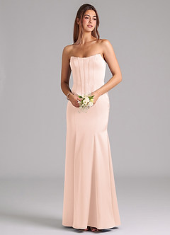 Azazie Ximena Bridesmaid Dresses Blushing Pink Mermaid Corset Stretch Satin Convertible Dress image7