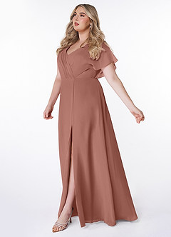 Azazie Rylee Bridesmaid Dresses Cedar Rose A-Line Pleated Chiffon Dress image8