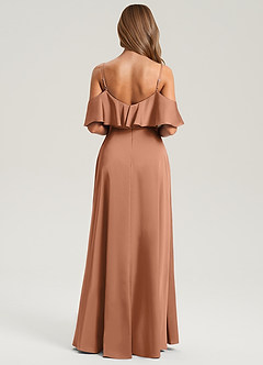 Azazie Jean Brautjungfernkleider A-Linie Schulterfrei Stretch-Satin Kleid Bronzer image2