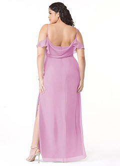 Azazie Emeralda Abiti da Damigella Abito Tubino in Chiffon a Spalla Scoperta Rosa Confetto image8