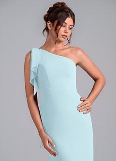 Azazie Rinna Bridesmaid Dresses Cloud Blue Mermaid One Shoulder Chiffon Dress image6