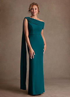 Azazie Bassi Mother of the Bride Dresses Peacock Mermaid Off the Shoulder Mesh Dress image1