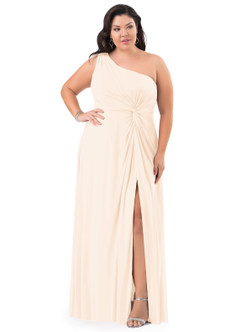 Azazie Brooke Jurken voor bruidsmeisjes Jurk van Mesh met A-Lijn One-Shoulder Parel Roze image32