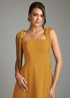 Azazie Debra Vestidos de damas de honor Vestido de Caramelo de Gasa de Corte en A Convertible con Con bolsillos image2