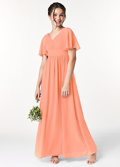 Azazie Temeka Junior Sunset A-Line Pleated Chiffon Dress image1