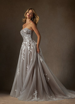 Azazie Keri Robes de mariée Robe Princesse en Dentelle Sans bretelles Blanc Diamant Moka image7