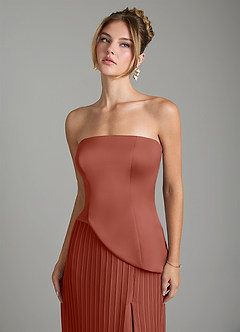 Azazie Tierney Bridesmaid Dresses Auburn A-Line Strapless Chiffon Convertible Dress image3