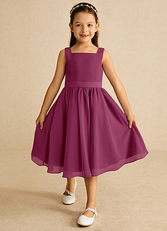 Azazie Ari Flower Girl Dresses Mulberry A-Line Sleeveless Chiffon Dress image2
