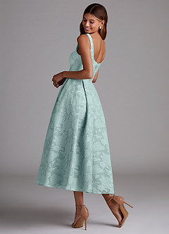 Azazie Amalie Bridesmaid Dresses Mist A-Line Pleated Floral Burnout Dress image2