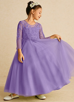 Azazie Precious Flower Girl Dresses Tahiti A-Line Lace Tulle Dress image2