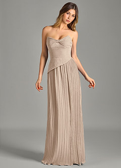 Azazie Becka Bridesmaid Dresses Taupe A-Line Strapless Chiffon Dress image4