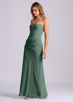 Azazie Debby Bridesmaid Dresses Sea Moss Mermaid Strapless Chiffon Dress image3