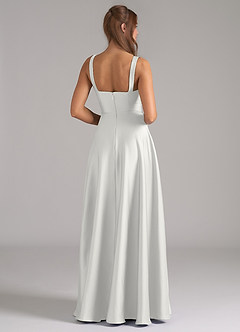 Azazie Shaude Bridesmaid Dresses White A-Line Pleated Stretch Satin Dress image6