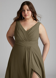 Azazie Karina Bridesmaid Dresses Willow Green A-Line Pleated Chiffon Dress image11