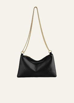 front Matching Color Metallic Satin Adjustable Shoulder Bag