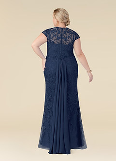 Azazie Jamila vestidos de madre de la novia Vestido de Azul Marino Oscuro de Encaje de Sirena image8