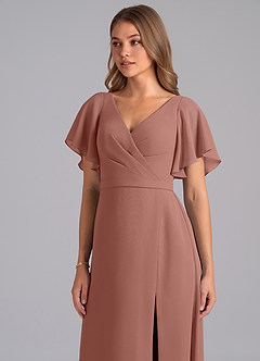 Azazie Ambrosia Bridesmaid Dresses Cedar Rose A-Line Pleated Chiffon Dress image7