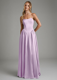 Azazie Arden Robes de demoiselle d'honneur Robe Trapèze en Satin extensible Corset Frostiges Flieder image4