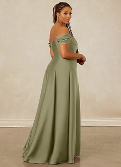 Christian Siriano Bridal for Azazie 1002 Bridesmaid Dresses Pistachio A-Line Off the Shoulder Stretch Satin Convertible Dress image15