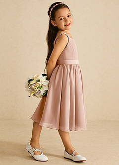 Azazie Ari Flower Girl Dresses Champagne Rose A-Line Sleeveless Chiffon Dress image3