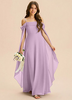 Azazie Moana Junior Linia A Pofałdowany Szyfon Długość podłogi Młodsza druhna Sukienka image3