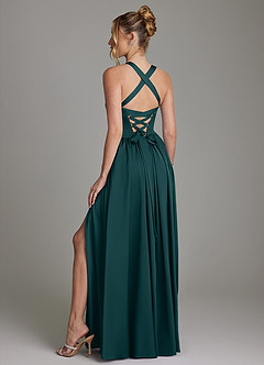 Azazie Francis Bridesmaid Dresses Pine A-Line Corset Stretch Satin Dress image7