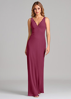Azazie Tianna Final Sale Mulberry Sheath Chiffon Dress image3