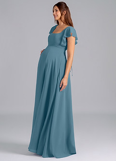 Azazie Bondi vestidos de dama de honor de maternidad Vestido de Corte En A Volante Hasta el suelo Gasa image4