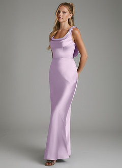 Azazie Elena Bridesmaid Dresses Frosted Lilac Mermaid Pleated Stretch Satin Dress image5
