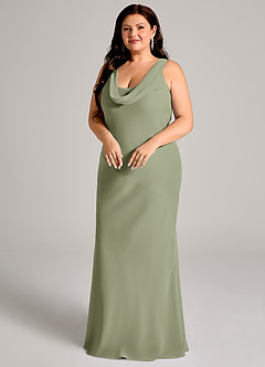 Azazie Rylina Bridesmaid Dresses Pistachio Mermaid Pleated Chiffon Dress image3