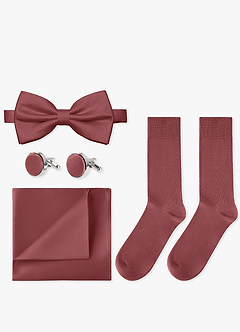 front Conjunto de pajarita, pañuelo de bolsillo, gemelos y calcetines a juego