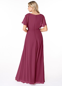 Azazie Aaliyah Modest Bridesmaid Dresses A-Line Scoop Pleated Chiffon Floor-Length Dress image2