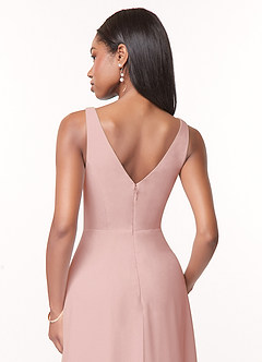 Azazie Nala Bridesmaid Dresses Powder Pink A-Line Pleated Chiffon Dress image5