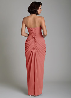 Azazie Nyra Brautjungfernkleider Etui Korsett Chiffon Kleid Antike Rose image2