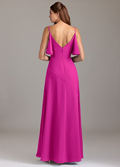Azazie Darcia Bridesmaid Dresses Fuchsia A-Line Side Slit Chiffon Dress image5