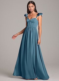 Azazie Denisse Bridesmaid Dresses Bermuda A-Line Ruched Stretch Satin Dress image3