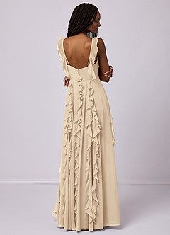 Barbie ♥ Azazie Bridesmaid Dresses Champagne A-Line with Pockets Chiffon Dress image2