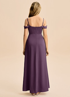 Azazie Lettie Junior Linia A Zza ramienia Satyna elastyczna Długość podłogi Młodsza druhna Sukienka image3