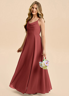 Azazie Gia Junior Terracotta A-Line Pleated Chiffon Dress image3