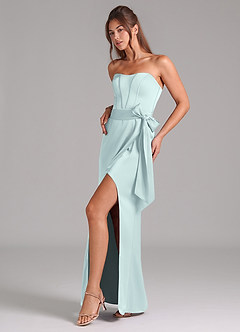 Azazie Jamie Bridesmaid Dresses Mist A-Line Strapless Stretch Satin Convertible Dress image4