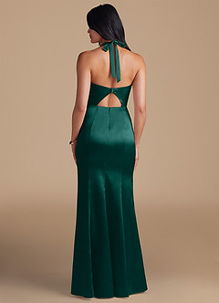Azazie Emeria Bridesmaid Dresses Pine Sheath Side Slit Metallic Satin Dress image2