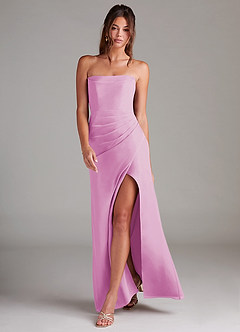 Azazie Leonis Bridesmaid Dresses Candy Pink Sheath Strapless Chiffon Convertible Dress image7