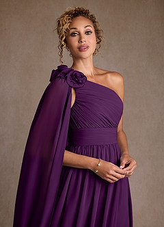 Azazie Lancaster Mother of the Bride Dresses Grape A-Line One Shoulder Chiffon Dress image4