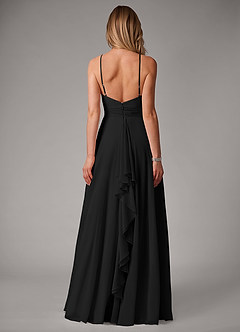 Azazie Amalia Bridesmaid Dresses Black A-Line Pleated Chiffon Dress image6