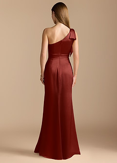 Azazie Rinna Bridesmaid Dresses Terracotta Mermaid Ruched Metallic Satin Dress image7