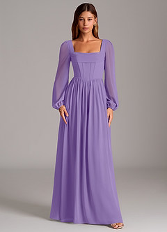 Azazie Maree Abiti da Damigella Abito A-Line in Chiffon Corsetto Tahiti image5