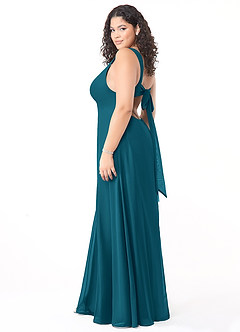 Azazie Christiana Abiti da Damigella Abito A-Line in Chiffon con Scollo a V a Pieghe Blu Inchiostro image10