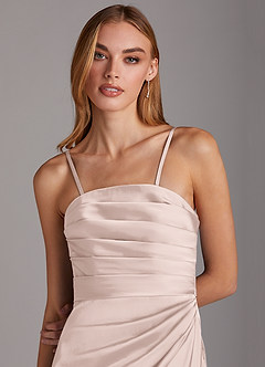 Azazie Lexie Jurken voor bruidsmeisjes Converteerbaar Jurk van Stretch Satijn met Kolom Strapless Blozend Roze image5